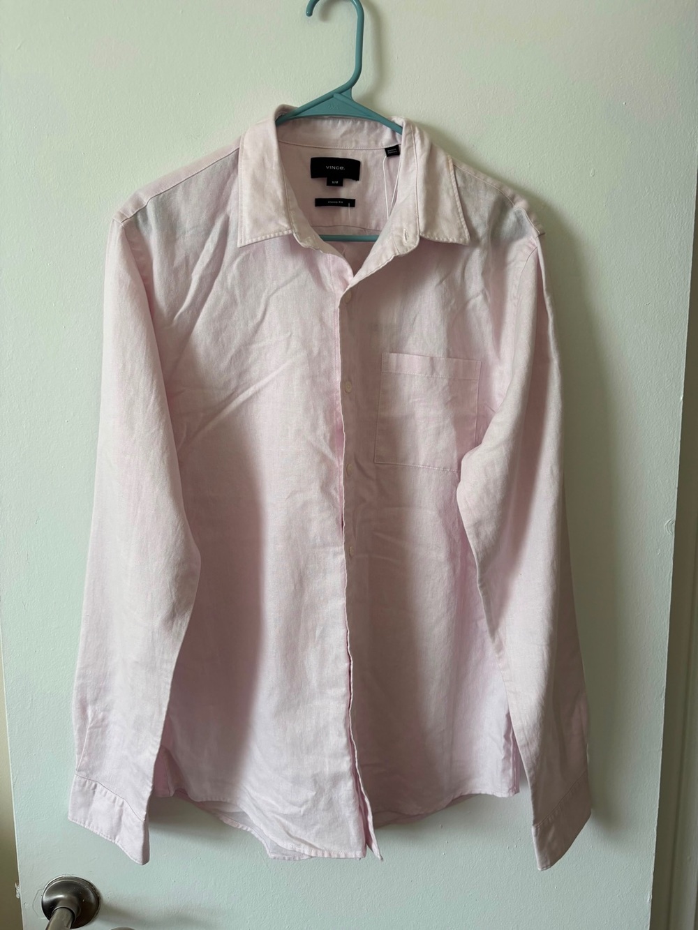 Vince Men’s Pale Pink Long-Sleeve Button-Up Shirt